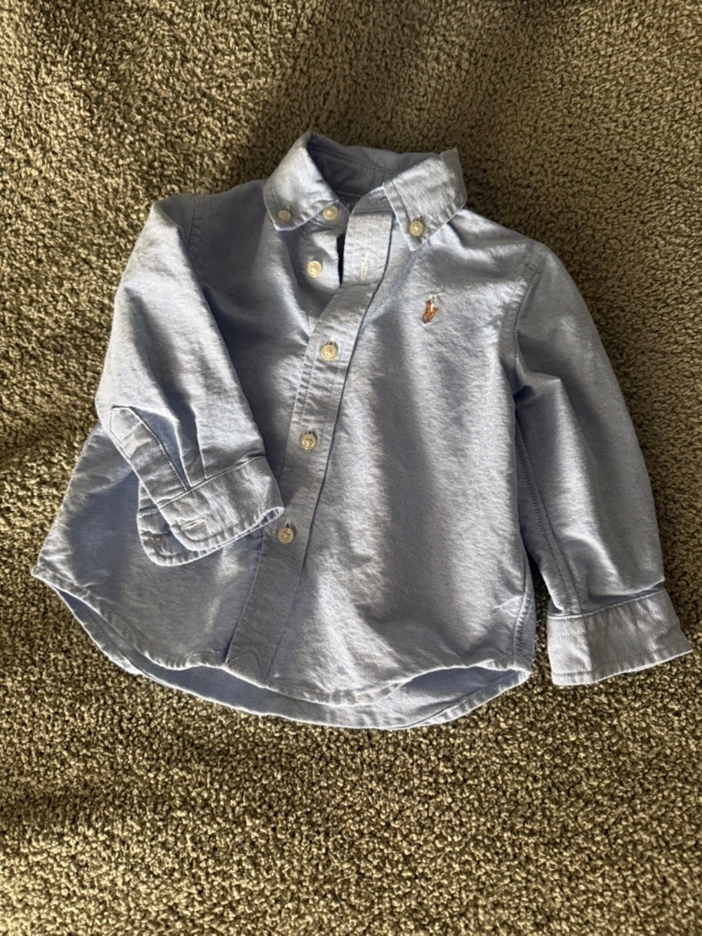 Polo by Ralph Lauren Boys Light Blue Chambray Button-Down Shirt 12mo LNWOT
